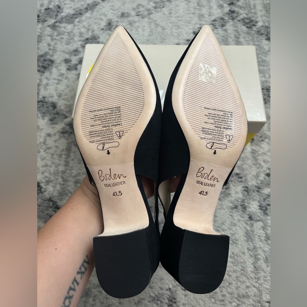 Boden Lena black suede slingback low heel - Picture 5 of 6